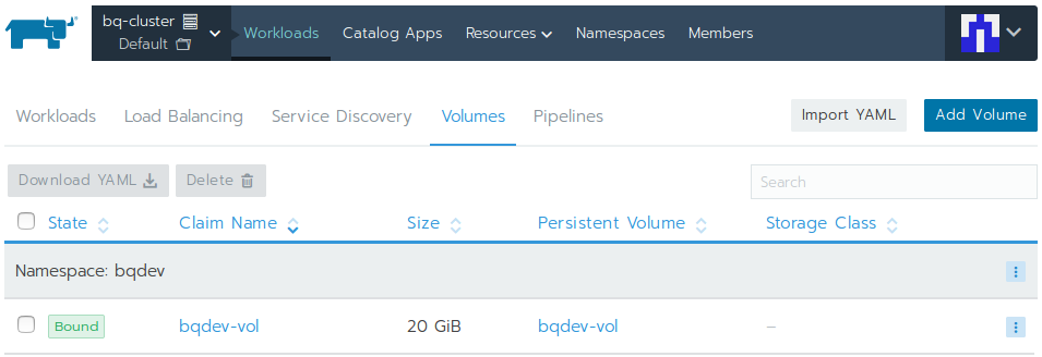 Rancher workload volumes